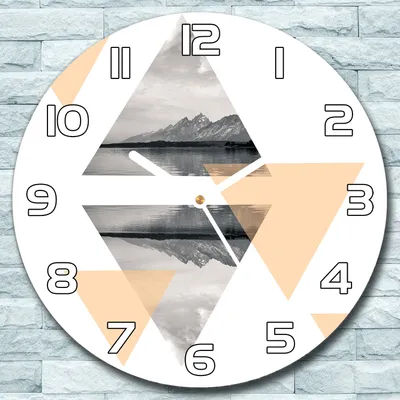 Produktbild von Wanduhr aus Glas Rund fi 30 See und Dreiecke Quarz Deko Schlafzimmer Büro