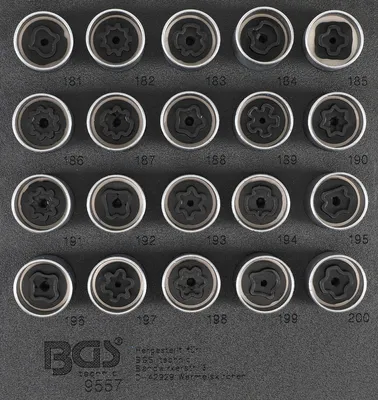 Produktbild von BGS 9557 Felgenschloss-Werkzeug-Satz für Opel, Vau xhall (Typ B), 20-tlg.