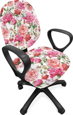 Produktbild von ABAKUHAUS Aquarell Bürostuhl Schonbezug, Rosa Pfingstrosen Rosen, dekorative Schutzhülle aus Stretchgewebe, Mehrfarbig