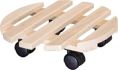 Produktbild von Famanu Pflanzenroller Ø 30 x 8 cm - Blumenroller aus -massivem Holz - Tragkraft 100 kg - EU