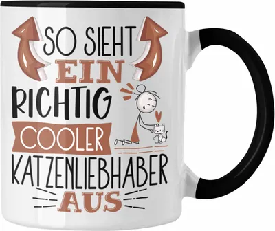Produktbild von Trendation - Katzenliebhaber Tasse So Sieht Ein Richtig Cooler Katzenliebhaber Aus Geschenk Lustiger Spruch Geschenkidee (Schwarz)