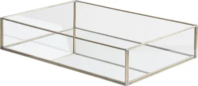 Obrázok produktu pre BELIANI Ozdobný podnos strieborný kovový rám sklo so zrkadlovým efektom 30 x 20 cm obdĺžnikový elegantný