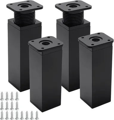 Produktbild von 4 x 120 mm Höhenverstellbare Möbelbeine, Einstellbar von 0 bis 15 mm, Ideal zur Unterstützung von Schränken, Sofas, Tischen und Betten