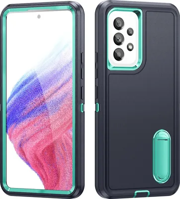 Immagine prodotto di Custodia per Samsung Galaxy A53 5G Custodia protettiva ibrida antiurto a tre strati con supporto Blu