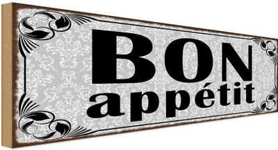 Produktbild von vianmo Holzschild 10x27 cm Bon appetit Essen Trinken