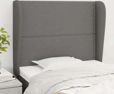 Produktbild von "Rabatt" Bettkopfteil modern - Kopfteil für Bett - mit Ohren Dunkelgrau 103x23x118/128 cm Stoff - Kopfteile CC4188
