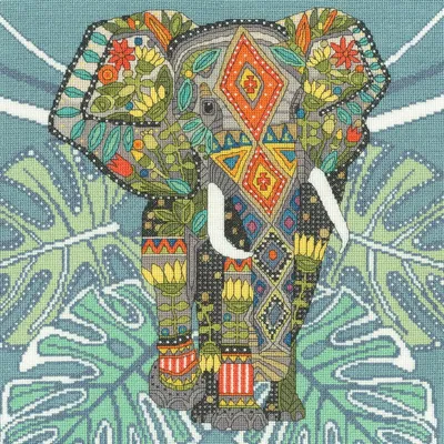 Obrázek produktu pro Sada křížkového vyšívání Bothy Threads "Jewelled Elephant", počítaný vzor, XSTU7, 32x32cm