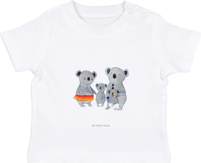 Produktbild von Mr. & Mrs. Panda Babyshirt Koala Familie 0. - 6. Monat - Weiß - Geschenk, Koalas, Family, Organic Baby T-Shirt, Papa, , Kleinkind Shirt, Mama, Oberteil, Muttertag