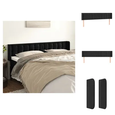 Produktbild von vidaXL Kopfteil mit Ohren Schwarz 163x16x78/88 cm Samt -  Kopf- & Fußenden