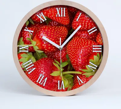 Produktbild von Holzuhr 25fi cm wanduhr - weiße Spitzen - Erdbeeren