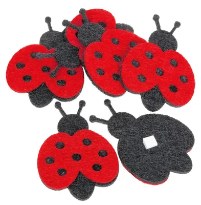 Produktbild von 6er-Packung Marienkäfer aus Filz, rot, 3,5 cm