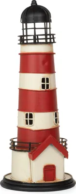 Zdjęcie produktu dla Moritz blaszana dekoracja skarbonka latarnia morska czerwona biała blaszana dekoracja blaszany model model samochodu retro przedmiot kolekcjonerski vintage dekoracja nostalgia styl antyczny