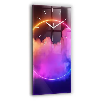 Produktbild von Wallfluent Wanduhr – Stilles Quarzuhrwerk - Uhr Dekoration Wohnzimmer Schlafzimmer Küche - Zifferblatt mit Strichen - weiße Zeiger - 30x60 cm - 3D -Rauchabstraktion
