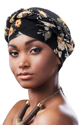 Immagine prodotto di Turban da donna con motivo a treccia, copricapo per chemioterapia, berretto, sciarpa per capelli, cuffia per dormire, in poliestere, confezione singola