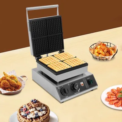 Produktbild von Elektrisches Waffeleisen - 1750W - Für 4 Waffeln - Antihaftbeschichtung - Schwarz