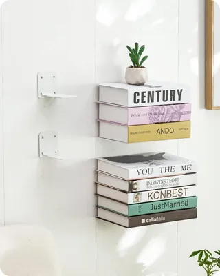 Produktbild von Unsichtbare schwebende Bücherregale - Bücherorganisatoren - Set von 4 - Weiß - Metall