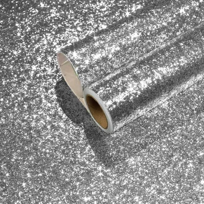 Produktbild von Selbstklebend Klebefolie, 40cmx200cm Glitzer Tapete, Möbelfolie Dekofolie Selbstklebende Folie, Möbel Glitzertapete, Silber