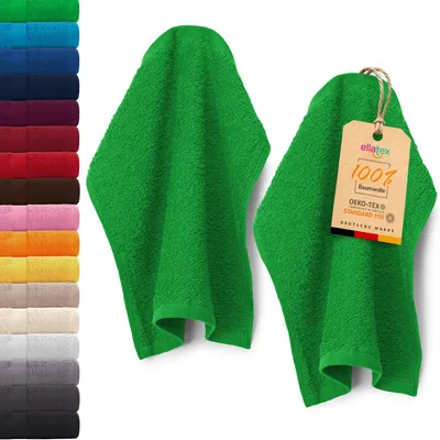 Produktbild von EllaTex PARIS 2er Set Seiftücher 30x30 cm – 100% Baumwolle, 500 g/m² Frottier, in Farbe: Grün
