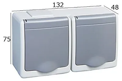 Productafbeelding van Opbouwstopcontact, 2-voudig, IP44, 16A/250V, voor vochtige ruimtes