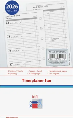 Produktbild von Wochenkalendarium 1 Woche/2 Seiten 7,6x12,7cm 2026.