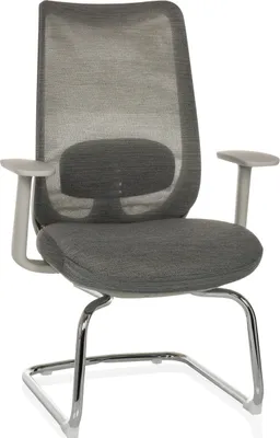 Produktbild von hjh OFFICE Freischwinger mit Armlehnen MILESTON V Stoff / Netzstoff Stuhl für Büro Zuhause, Besucherstuhl Schwingstuhl bis 120 kg belastbar