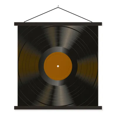 Produktbild von MuchoWow® Textilposter Vinyl - LP - Schallplatten - Braun 90x90 cm mit schwarzem Rahmen - Magnetisches