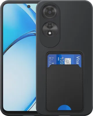 Produktbild von Geeignet für Oppo A60 4G Phone Case mit TPU Kartenhalter - Flexible Back Cover Case Silikon TPU mit Cardslot - Schwarz - Smartphonics