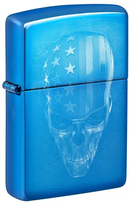 Produktbild von Zippo Sturmfeuerzeug - American Skull, High Polish Blue, Photo Image - Nachfüllb