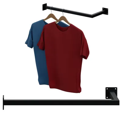 Produktbild von Garderobenstange Kleiderstange Garderobe Halter Kleiderständer Metall Schwarz Ecke 60x30cm