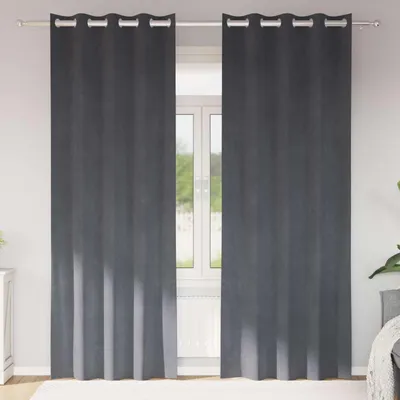 Produktbild von vidaXL Verdunkelungsvorhänge 2 pcs Hellgrau 140 x 225 cm Samt
