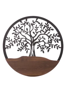 Produktbild von Gilde Wandrelief, rund, "Lebensbaum", Lebensbaummotiv, MDF, Metall, braun, VE 2, L. 2 cm, D. 60 cm 68744 4063387687444