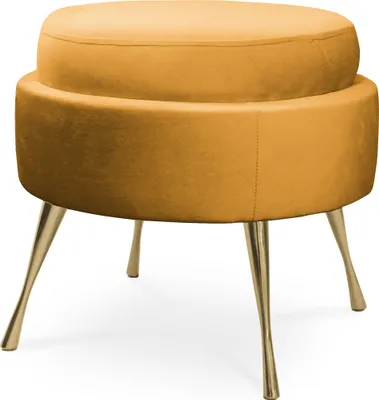 Productafbeelding van BETTSO Glamour voetenbank, voetensteun, poef, model MUSZELKA, geel met gouden poten