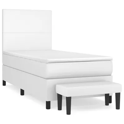 Image de vidaXL Lit boxspring avec matelas blanc 80x200 cm similicuir