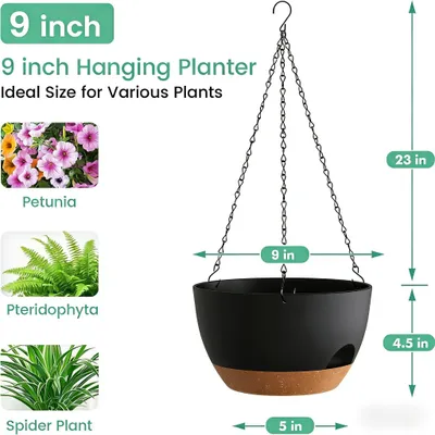 Produktbild von Hängende Blumentöpfe selbstbewässernd, Ø 24 cm, 2 Stück, mit Abflusslöchern für Innen und Außen