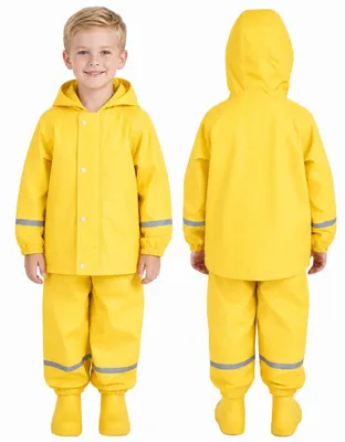 Produktbild von Wasserdichtes Regenanzug für Kinder, 2-teilig mit Aufbewahrungstasche und Reflektorstreifen