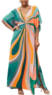 Produktbild von Damen Boho Kaftan Strandkleid für Sommer und Freizeit