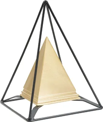 Zdjęcie produktu dla o Ferretti – rzeźba w kształcie piramidy z metalową konstrukcją, 15 x 15 x 21 cm, złoto-czarna