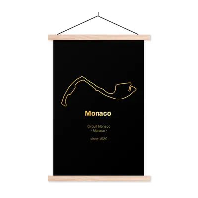 Produktbild von MuchoWow® Textilposter Formel 1 - Monaco - Rennstrecke 40x60 cm mit holzfarbenen Rahmen - Poster