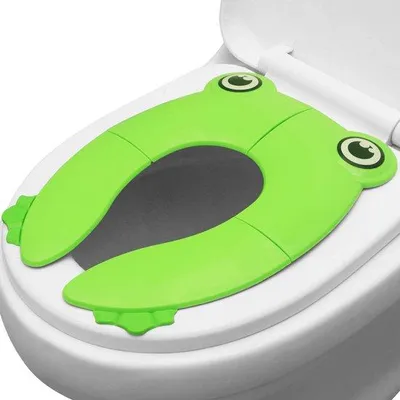 Imagen del producto de Unyqoos® Asiento de inodoro plegable para viajes: Asiento de silicona para niños pequeños, apto para niños y niñas, con almohadillas de silicona antideslizantes, y fabricado con materiales reciclables