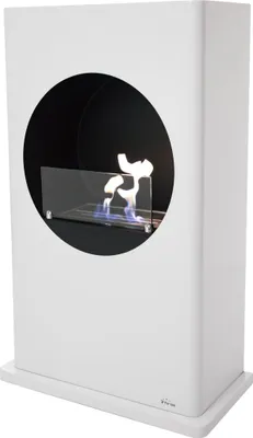 Produktbild von Bodenstehender Ethanol-Kamin, längliches Design aus weiß lackiertem Stahl