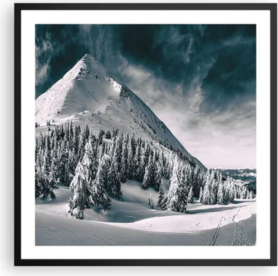 Produktbild von Gerahmtes Poster - Schwarzer Rahmen - Dunkel Himmel Berg - 60x60 cm - Wand Bild - Wanddeko - Wandbilder - Kunstposter - Wandposter - Bilderrahmen - Bilder - Kunstdruck - P2BAC60x60-4459
