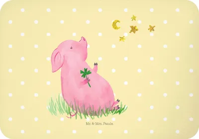Produktbild von Mr. & Mrs. Panda Magnet Schwein Glück - Gelb Pastell - Geschenk, Lustige Sprüche, Sterne, Glücksbringer, whiteboardmagnet, zettelhalter, haftmagnet, Ziele, Motivation