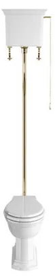 Produktbild von Casa Padrino Luxus Jugendstil WC mit Hänge Spülkasten Weiß / Vintage Gold 54,5 x H. 225 cm - Badezimmer Möbel - Luxus Qualität