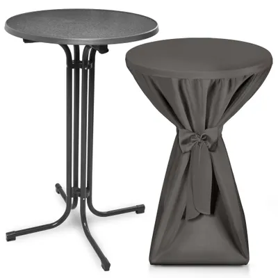 Image de Table haute d'extérieur Beautissu Bellini, pliable, Ø 80 cm, anthracite, avec housse