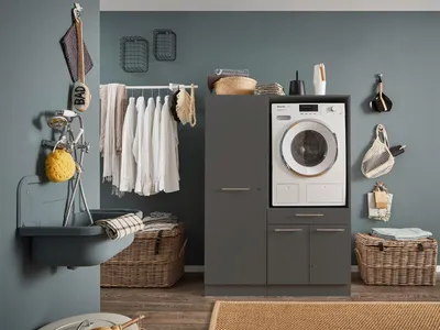 Immagine prodotto di Mobile lavatrice da incasso >LAUNDREEZY< in antracite - 117,5x162x67,5 (LxAxP)