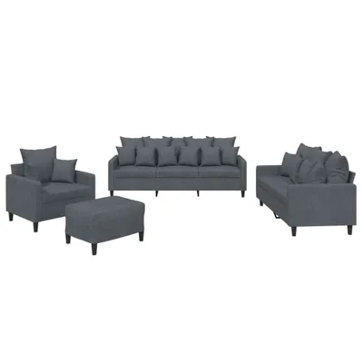 Immagine prodotto di vidaXL Set di divani 4 pezzi con cuscini in velluto grigio scuro