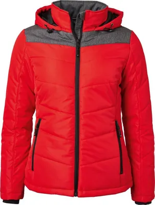 Produktbild von James & Nicholson sportliche Winterjacke mit Kapuze JN1133 Gr. L rot/anthrazit-melange