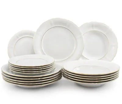 Obrázek produktu pro Talířová sada, český porcelán, Sonáta, zlatý proužek, Leander, 18 d.