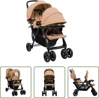 Obrázok produktu pre The Living Store Tandemový kočík pre dvojičky taupe steel