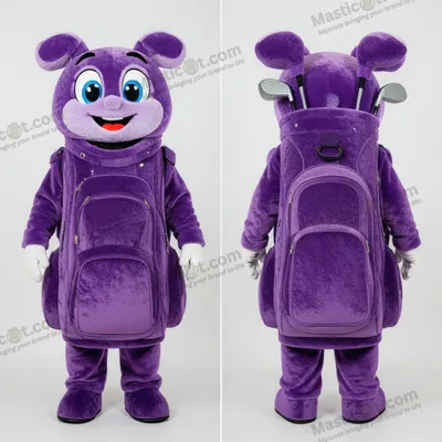 Image de Mascotte MASTICOT en peluche violette pour sac de golf